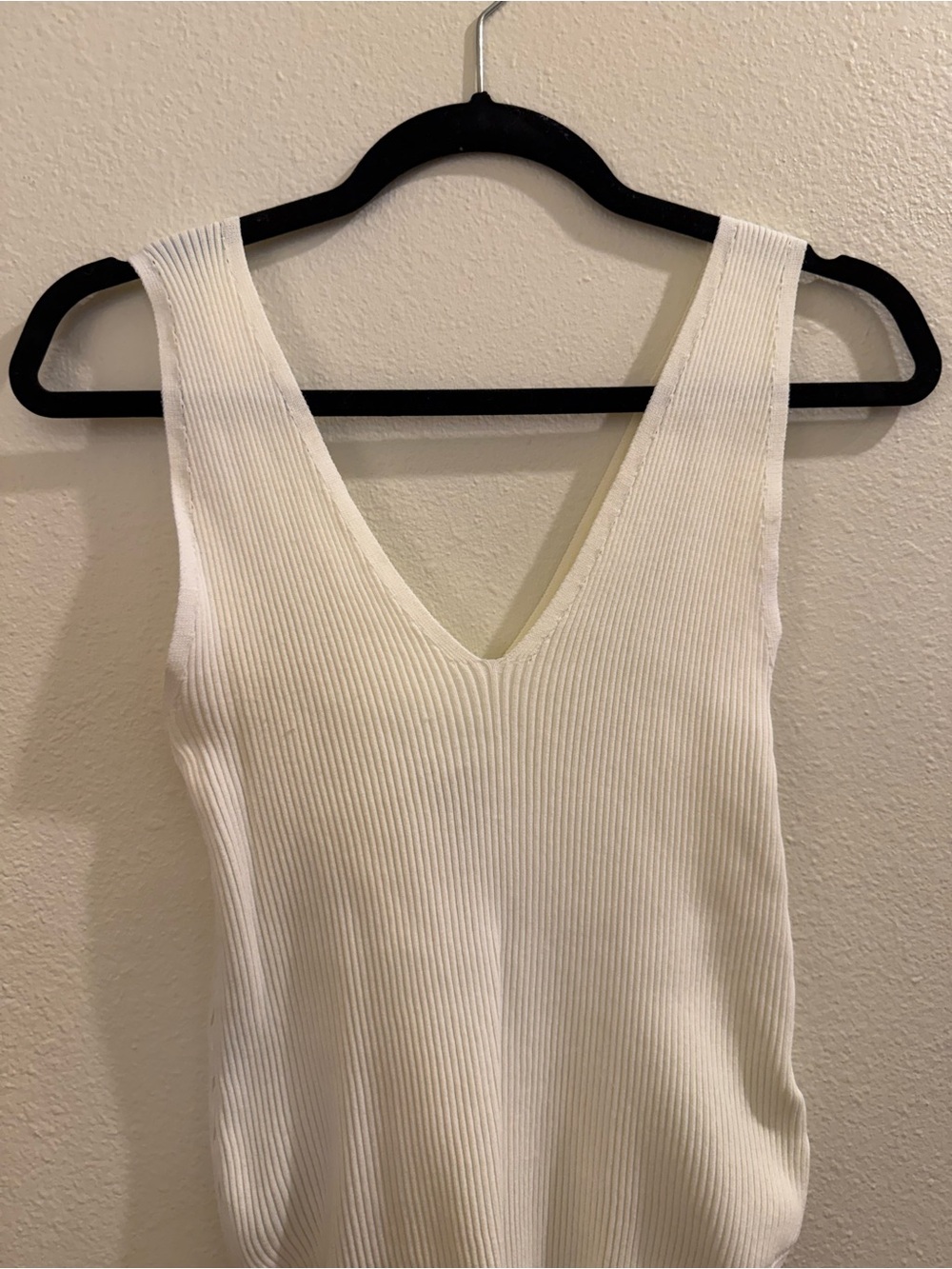 Wishlist Cream Ribbed V-Neck Tank